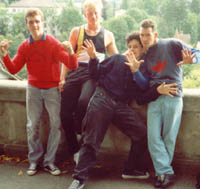 Nick,John (Junk),Dom and Asa in Bern,Switzerland before CH Fresh 1990